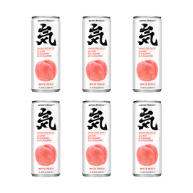 【Value Pack】Genki FOREST White Peach Soda Sparkling Water, 0 Sugar 0 Calories,11.15fl oz*6