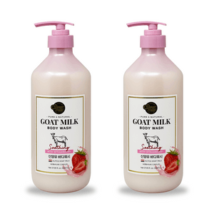 Shower Mate Goat Milk Body Wash with Strawberry – 2-Pack Bundle (800ml x 2) – Soothing & Moisturizing