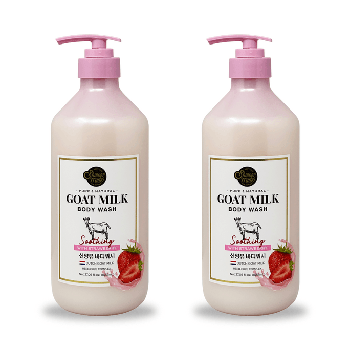  한국애경 샤워메이트 딸기 고트 밀크 샤워젤 - 2개입 (800ml x 2) - 진정 및 보습