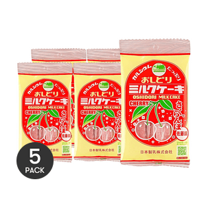 Oshidori Milk Cake,Milk Candy Cherry Flavor, 1.58 oz *5【5 Packs】【Rich in Protein & Calcium】