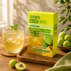 Liveling - Pineapple Cider Vinegar Cleanse Korean Plum Flavor 30 Sticks, 15.22 fl oz【 0 Sugar  Low Calories】