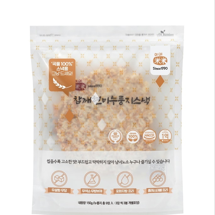 韩国 Mimiolly MIMI Crispry  芝麻大米锅巴 150g 누룽지 누릉지 쌀과자