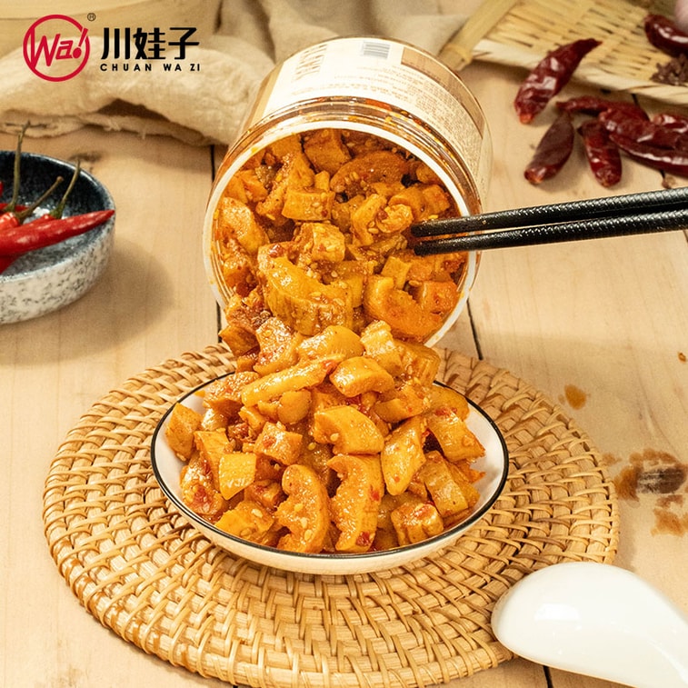チュアンワジ クリスピー大根（230g、辛味） - ご飯、麺類、漬物、ソースに最適です。また、パリパリとした食感の山大根がお好きな方にもおすすめです。[厚さ0.8cm、一口サイズ] パンのお供にも。 6