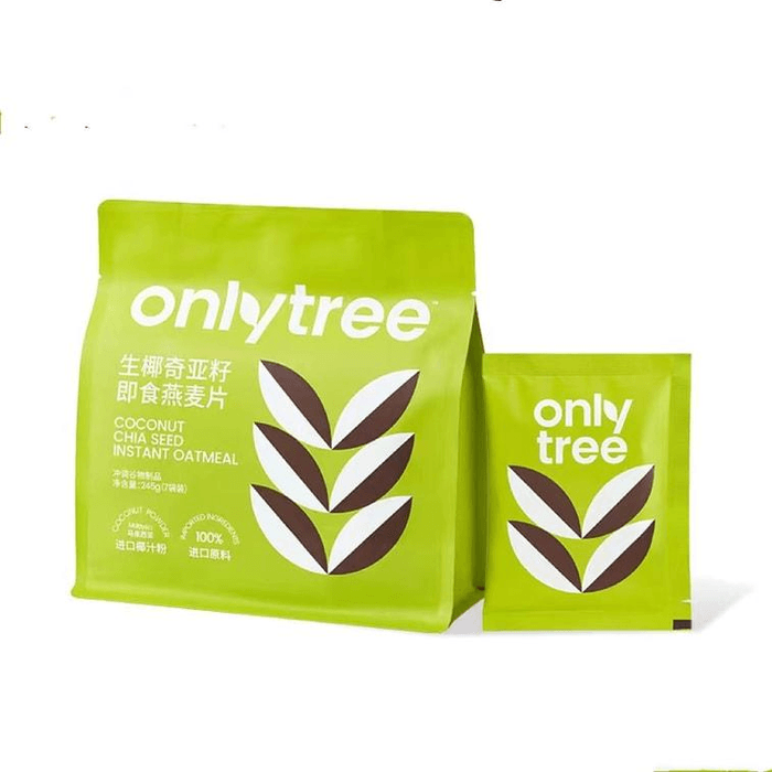 【中国直送】Onlytree チアシードココアインスタントオートミール、砂糖不使用、栄養満点の朝食、生ココナッツ風味、245g/袋
