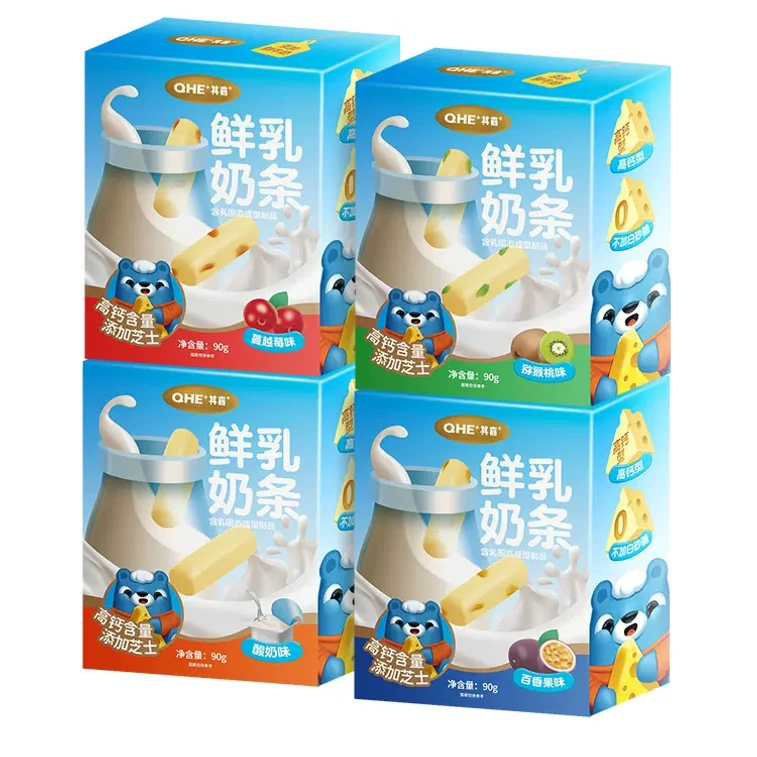 中國 其嘉 小奶花鮮乳奶條 90克 酸奶味 無添加蔗糖高鈣芝士奶酪奶棒 口口香濃 吃得到的真果粒 3