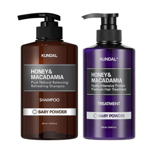 Honey & Macademia Hydro-Intensive Protein Premium Nature Treatment #Baby Powder, 16.9 fl oz + 샴푸 16.9 fl oz