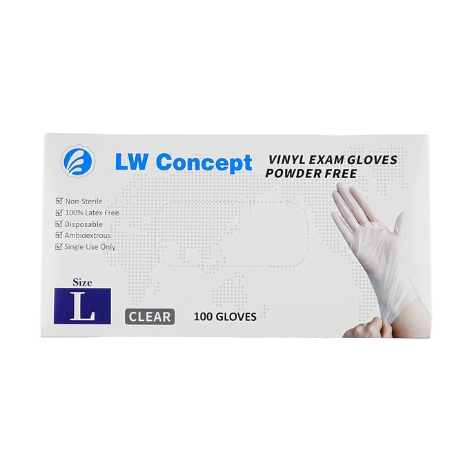 LW CONCEPT 抽取式一次性手套 厨房料理手套 隔离防护手套 食品加工 透明 L码 5g 4.5MIL 100只