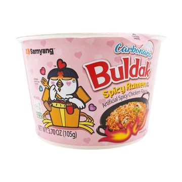Korean Buldak Noodles Carbonara Stir-Fried Ramen Spicy Chicken Flavor Big Bowl, 3.7oz【Trending on TikTok】