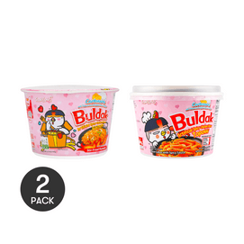 Buldak Noodles Ramen +Carbonara Topokki Spicy Chicken Cheese Flavor 10 oz【2 Packs】