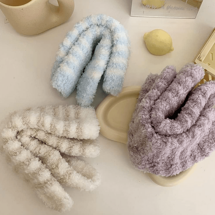 Plush Socks Striped Fleece Coral Fleece Blue 3
