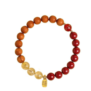 Putuo Mountain Five Elements Crystal Hand String Wood Fire Earth - Tiger Horse Dog 8mm