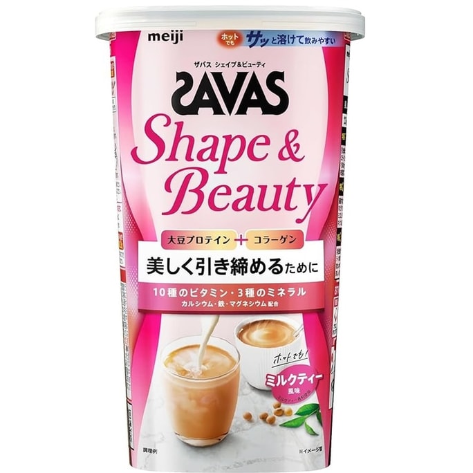 【日本直邮】MEIJI明治SAVAS 女性大豆蛋白质粉胶原蛋白易溶解塑形健身奶茶味231g