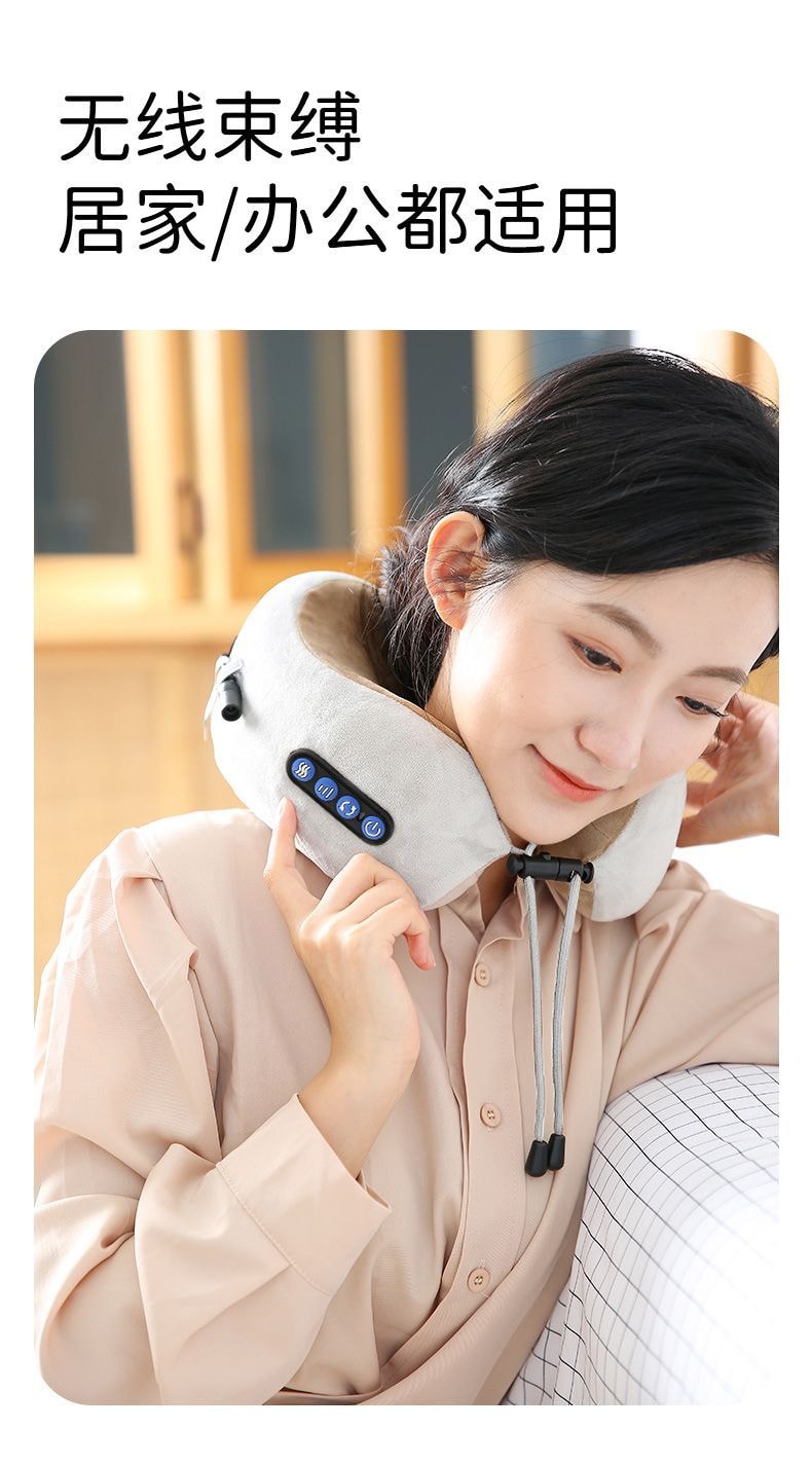 Electric Massage U-Shaped Pillow, Heated Cervical Massager Headrest, Shoulder and Neck Massager, Top Model with 4-Button Version * 1 Piece