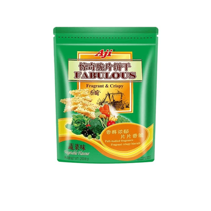 [중국 직배송] AJI 놀라운 바삭한 쿠키, 짭짤하고 불규칙한 치즈 야채 스낵, 야채 맛, 200g*1봉지