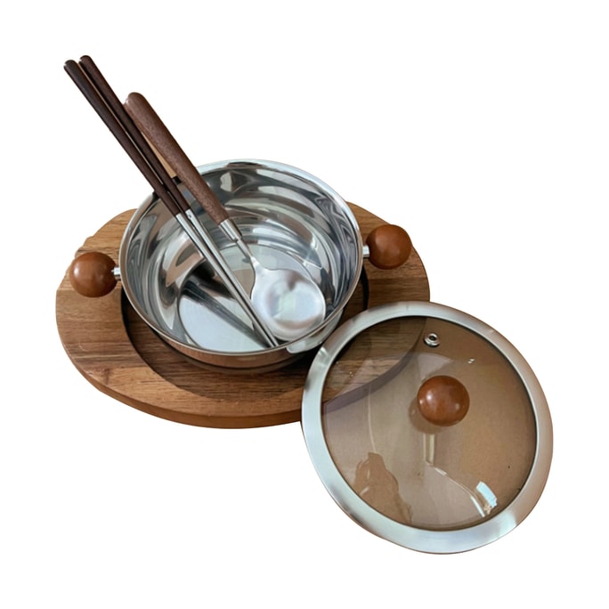 【中國直郵】 HSPM 新款復古附手把泡麵碗 可加熱雙耳小胖碗(附湯匙筷)