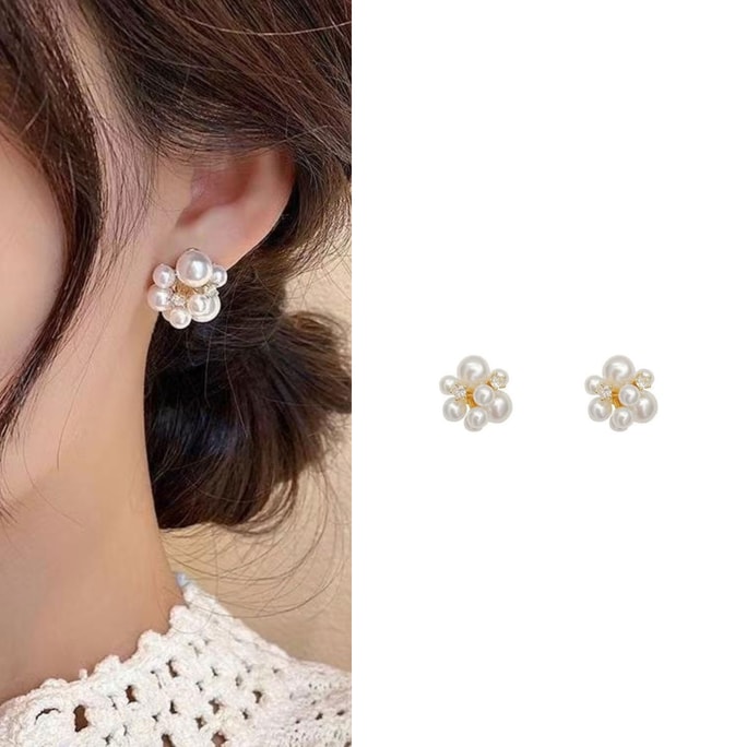  【 Valentine's Day Must Choose Gift 】 Butterfly Orchid Pearl Flower Cluster Earrings 1 Pair of Heartbeat Girls 【 Comes with Facny Jasmine High end Pulling Suspension Jewelry Box 】