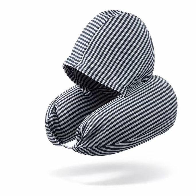 Japanese-Style Hooded U-Shaped Travel Pillow for Office, Classroom & Travel – Navy (1 Piece)