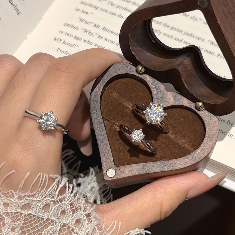 Sterling Silver Ring Zircon 8MM US Size 5 1 Piece Six‑Prong Setting Moissanite S925 Sterling Silver Minimalist Versatile Engagement Wedding Ring 7