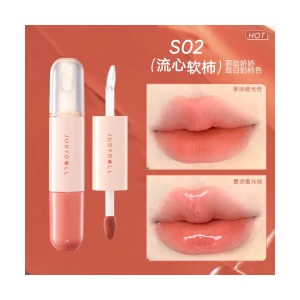 JUDYDOLL橘朵 冰糖葫芦双头唇釉 8H持久 唇油滋润 哑光镜面 成膜口红 S02 流心软柿【显白奶柿子 黄皮友好】