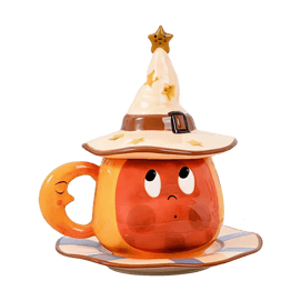 Cute 3D Twinkle Twinkle Cup and Saucer Set Ceramic Coffee Mug Beige