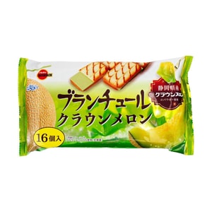 日本BOURBON波路夢 BLANCHUL 夾心曲奇餅乾 靜岡皇冠甜瓜味 哈密瓜味 150g【季節限定口味】