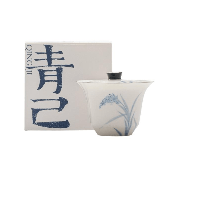 【中國直郵】 一品仟堂 青己玉瓷手繪陶瓷蓋碗家用茶碗泡茶茶杯 穗穗平安 8.5*7cm