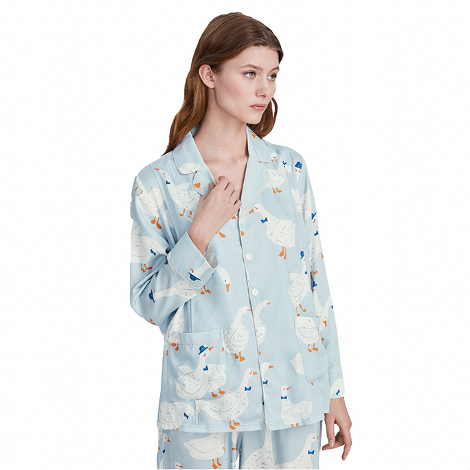 【中國直郵】EMXEE 嫚熙 春夏季Noble高端系列supima純棉孕產婦家居服兩件套帶哺乳口(嫚熙大鵝 XL碼 適合135-155斤)