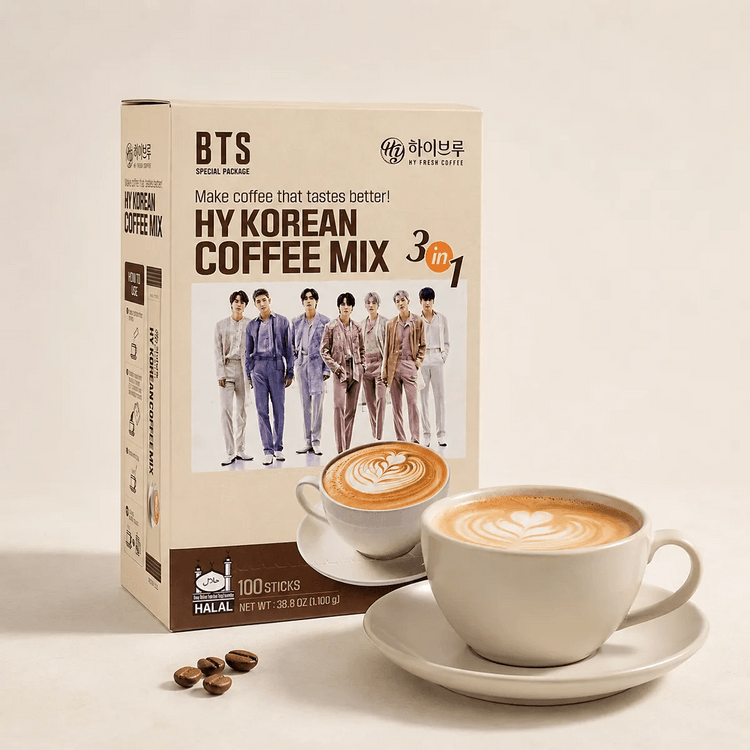 HANYA BTS Collaboration 3-in-1 Coffee Mix, 100 Sticks 38.8 oz【K