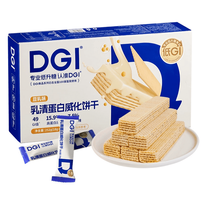 Low GI whey protein wafer biscuits (soy milk flavor) to supplement energy, sugar-free meal replacement, snacks for satiated sugar friends 1box
