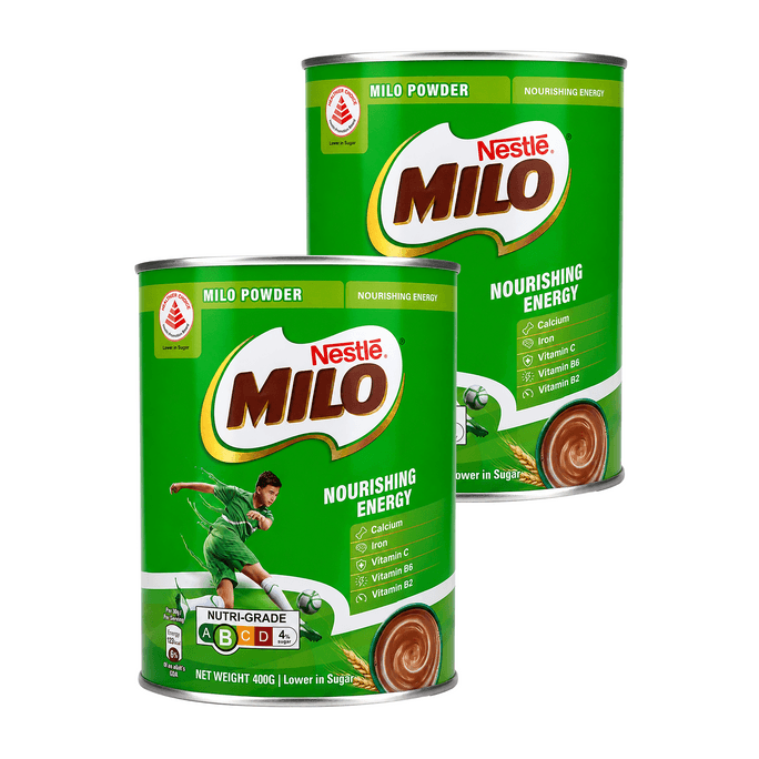 MILO Chocolate Malt Powder Drink, 14 oz Can, Pack of 2