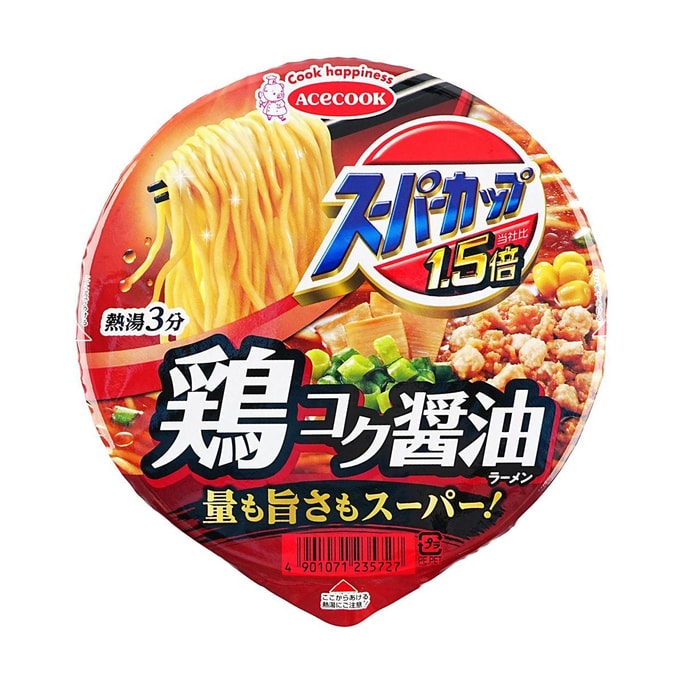 日本ACECOOK 1.5倍SUPERCUP超級杯拉麵杯麵 醬油口味 109g