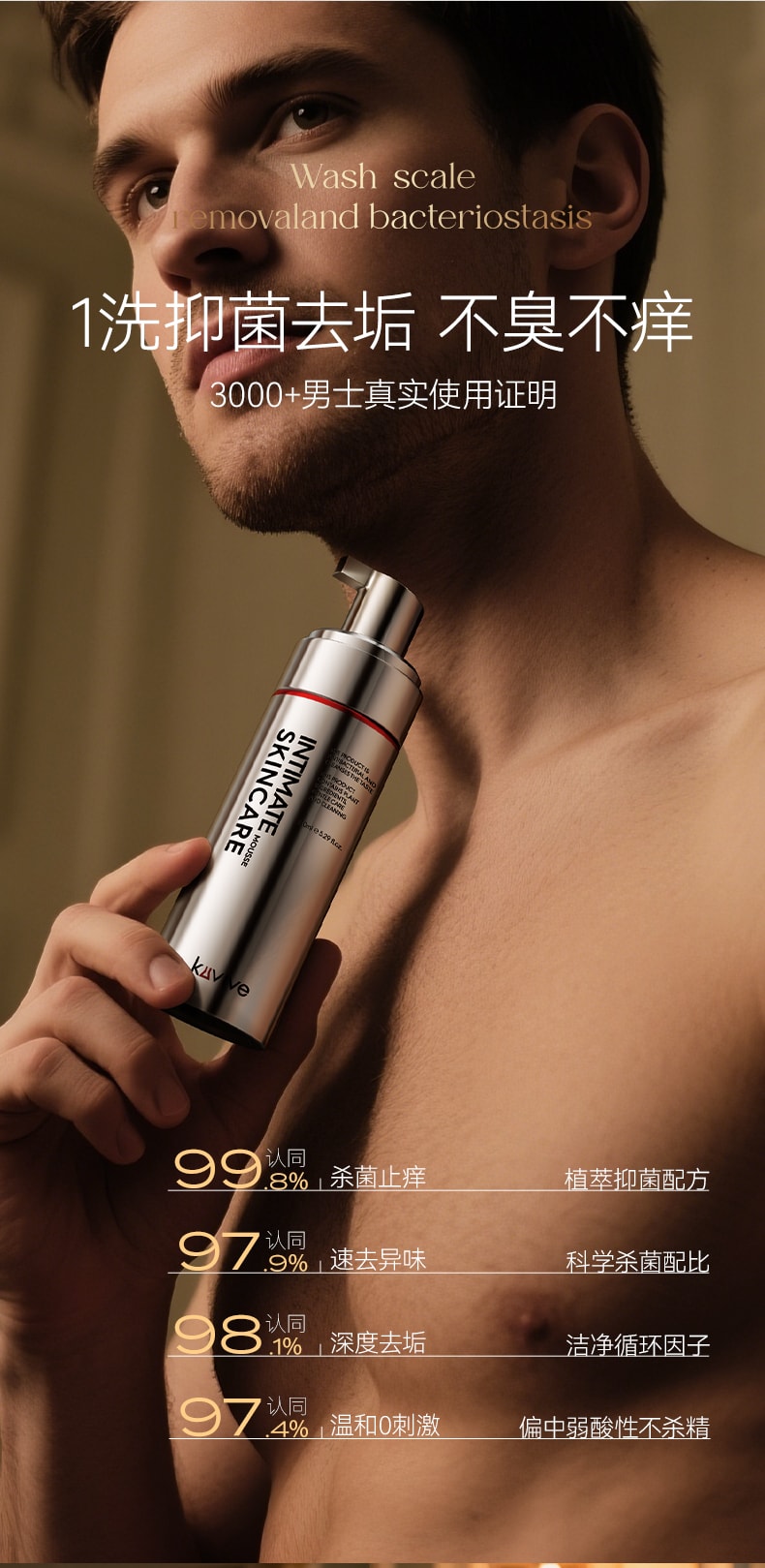 【中国直邮】 新加坡 Kuvive 男士私处洗液慕斯 男士私处洗护液深层清洁止瘙痒去异味私密处日常护理专用 150ml/瓶