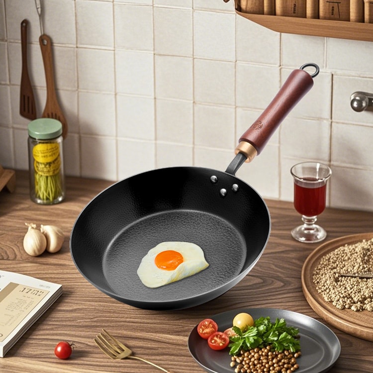 蓋付き中華鍋、鋳鉄中華鍋、ノンスティックフライパン、伝統的な手作り