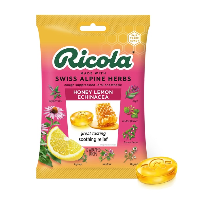 Ricola Honey Lemon With Echinacea Drops 19 Drops