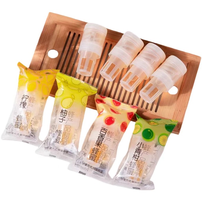 养蜂婆婆 多口味水果蜂蜜 柠檬味 百香果味 柚子味 小青柑味 创新包装设计 一拧一摇 轻松解锁蜂蜜水 36g*4瓶