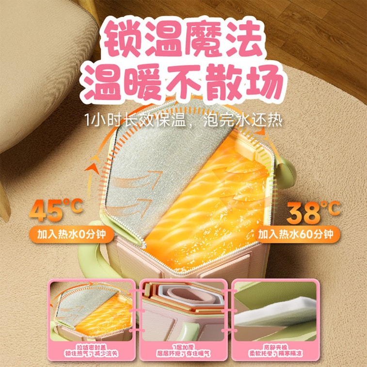 【中国直邮】 HSPM 儿童专用新款恒温折叠泡脚桶母婴家用舒适提手pvc洗脚足浴盆 1件 4