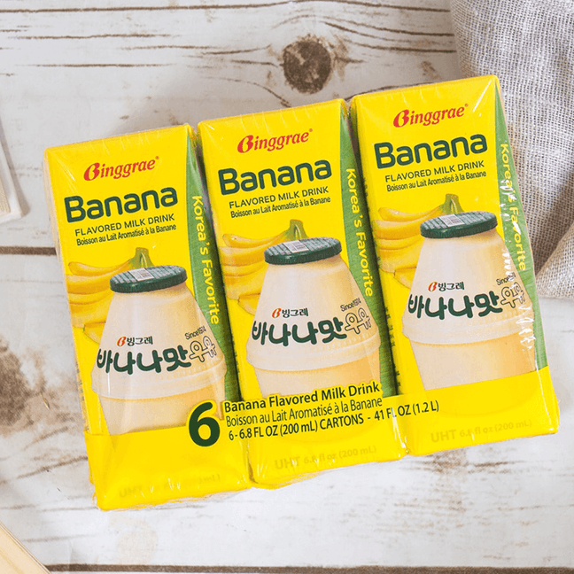Banana Flavored Milk Drink,Korean Sweet and Creamy Beverage, 6.76fl oz*6 Packs【Trending on TikTok】
