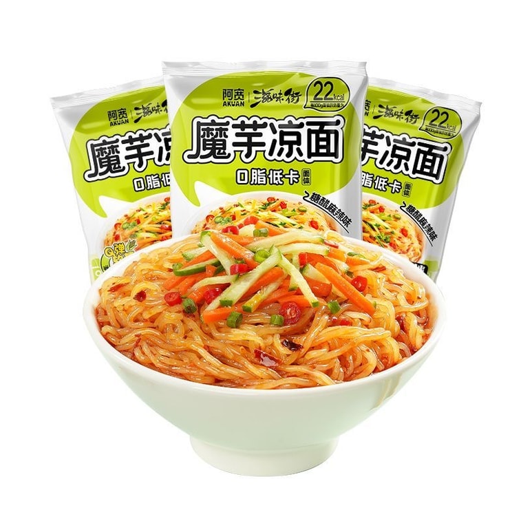 白家阿寛こんにゃく麺、乾燥麺、冷製こんにゃく麺、冷製皮麺、173g×1袋、インスタント麺、クイックヌードル [スパイシー甘酸っぱい味] [低脂肪、低カロリー、減量食代替品] 4