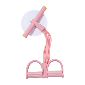 Foot Pedal Resistance Band Sit Up Aid Fitness Leg Trainer Home Pedal Pull Rope Rose Pink 6 Tubes 1 Piece