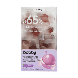 哆比 Dobby 水晶啵皮软糖 完熟葡萄味 103g【>65%果汁含量 剥着吃的软糖】