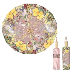 New Oil Painting With Chinese Style 16 Bone Color Rubber Sunshade Dual-Use Umbrella Garden 1 Pack