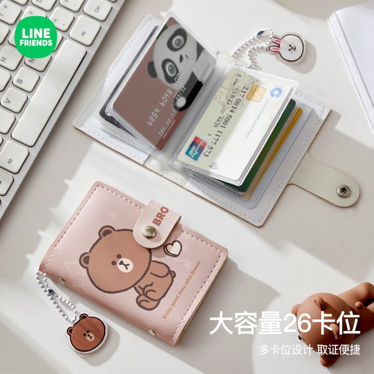 Card Bag ID Organizer Large Capacity Driver's License Piece Leather Case Brown Bear 4