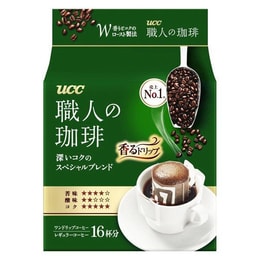 【日本からの直送】日本UCC コーヒーマスタードリップコーヒー 純ブラックコーヒー粉 すっきり 砂糖不使用 コク深い グリーンパック 7g*16袋