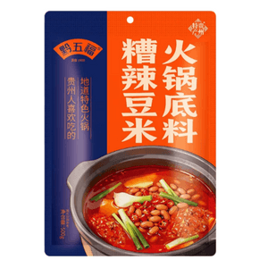 【中国直邮】 黔五福 贵州特产糟辣豆米火锅底料红豆底料500g*1袋