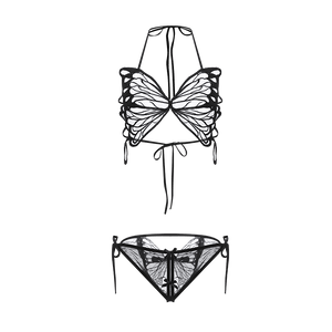 PinklemonLA - シースルーメッシュバタフライビキニ、セクシーなランジェリー、情熱的なシースルー