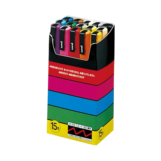 Mitsubishi Pencil Posca Fine Round Leads 15 Colours Pc-3M15C 1 Set
