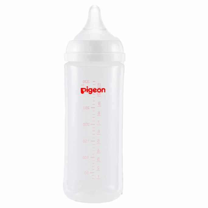 日本のPIGEON 哺乳瓶 新生児 PPボトル 幅広直径 ナチュラルでリアルな模造母乳 第3世代 330ML おしゃぶりL付き (6-9ヶ月)
