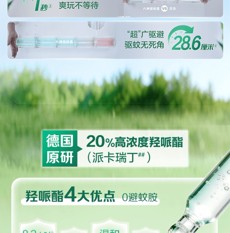 【中国直邮】 六神 驱蚊蛋 驱蚊液 防蚊喷雾 花露水 户外 冰凉 便携 蚊不叮 露营 骑行 持久 小巧-青柚 1个