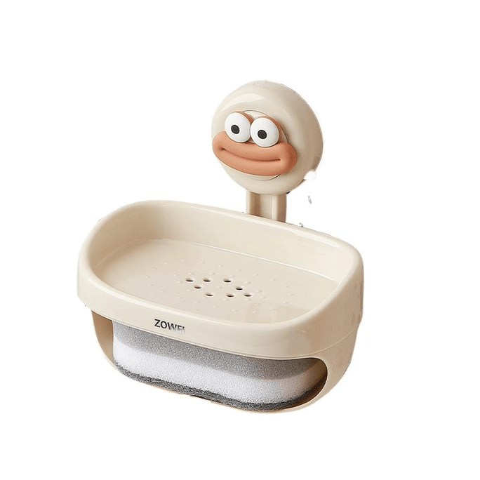 Wall Suction Cup Soap Box,Vacuum Suction With Built-In Sponge Wiping Milk Color And Sausage Mouth * 1