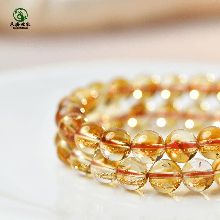 Citrine Bracelet Bracelet Round Beads + Ice Beads Diameter About 8mm*1 Piece 3
